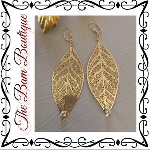 CZ & 18k Gold-Plated Leaf Drop Earrings